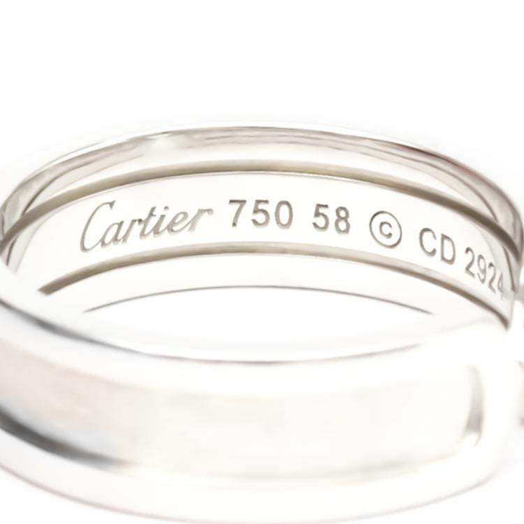 Pre Owned Cartier C De Cartier 18K White Gold Ring Size EU 58