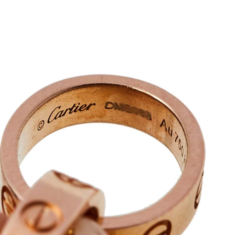 Pre Owned Cartier Love Interlocking 2 Hoops 18K Rose Gold Bracelet