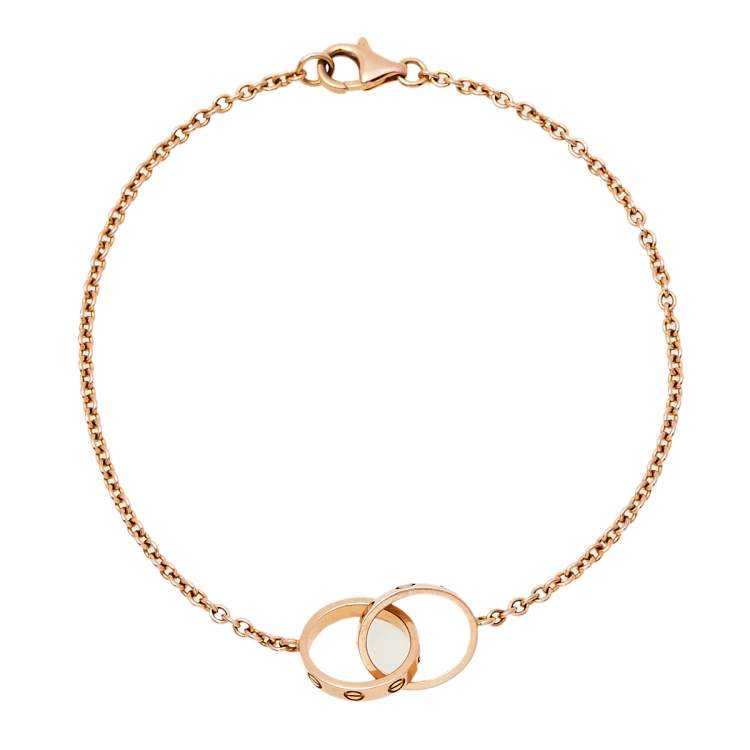 Pre Owned Cartier Love Interlocking 2 Hoops 18K Rose Gold Bracelet