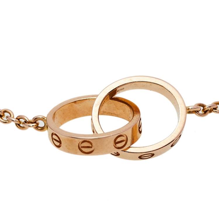 Pre Owned Cartier Love Interlocking 2 Hoops 18K Rose Gold Bracelet