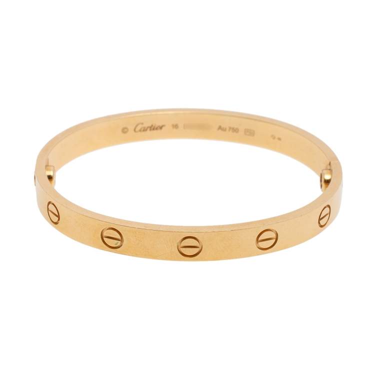 Pre Owned Cartier Love 18K Yellow Gold Cuff Bracelet 16