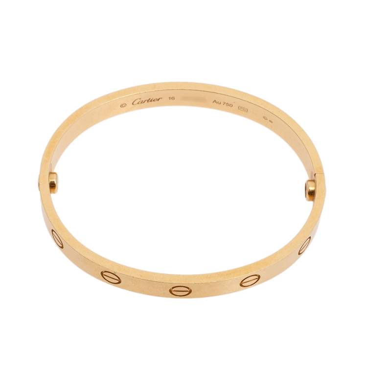 Pre Owned Cartier Love 18K Yellow Gold Cuff Bracelet 16