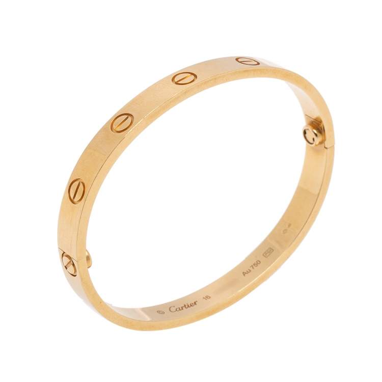 Pre Owned Cartier Love 18K Yellow Gold Cuff Bracelet 16
