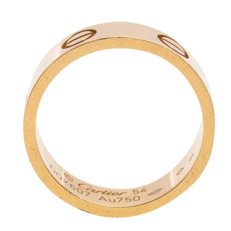 Pre Owned Cartier Love 18k Rose Gold Band Ring Size 54