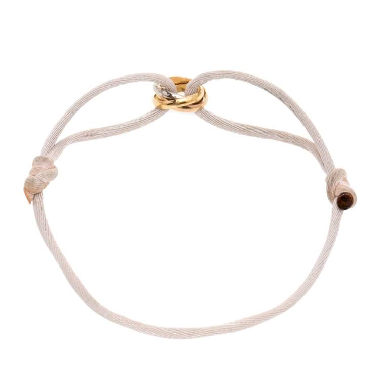 Pre Owned Cartier Trinity 18K Three Tone Gold Adjustable Cord Bracelet