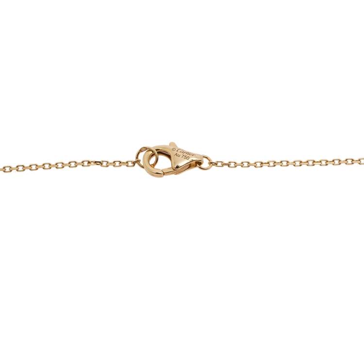 Pre Owned Cartier Amulette De Cartier 18K Yellow Gold Diamond & Mother of Pearl Necklace XS