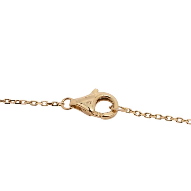 Pre Owned Cartier Amulette De Cartier 18K Yellow Gold Diamond & Mother of Pearl Necklace XS