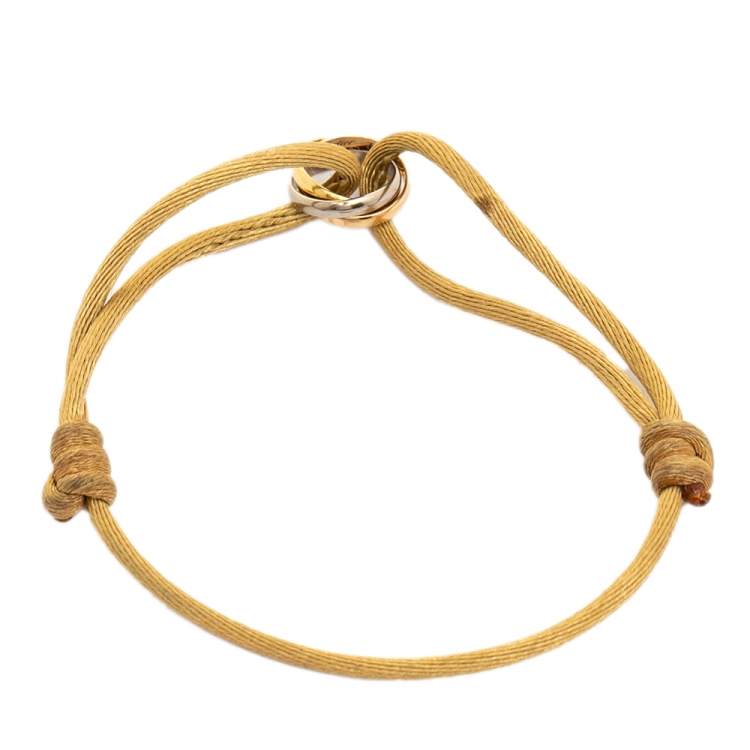 Pre Owned Cartier Trinity 18K Three Tone Gold Adjustable Cord Bracelet