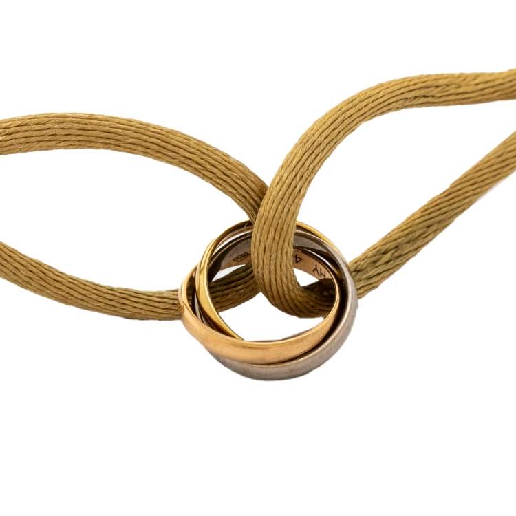 Pre Owned Cartier Trinity 18K Three Tone Gold Adjustable Cord Bracelet