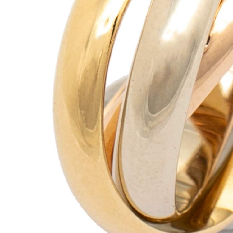 Pre Owned Cartier Trinity 18K Three Tone Gold Band Ring Size 53