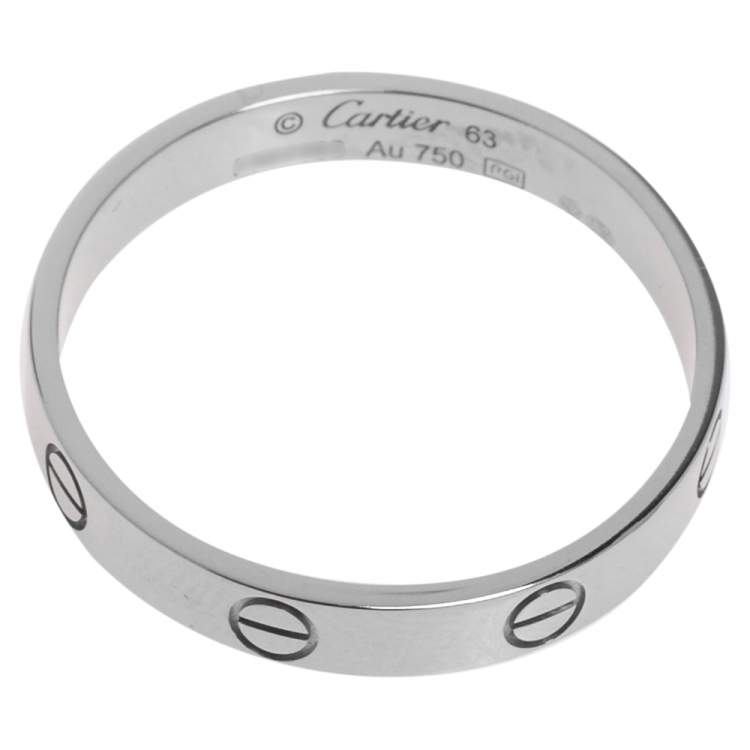 Pre Owned Cartier Love 18K White Gold Wedding Band Ring Size 63