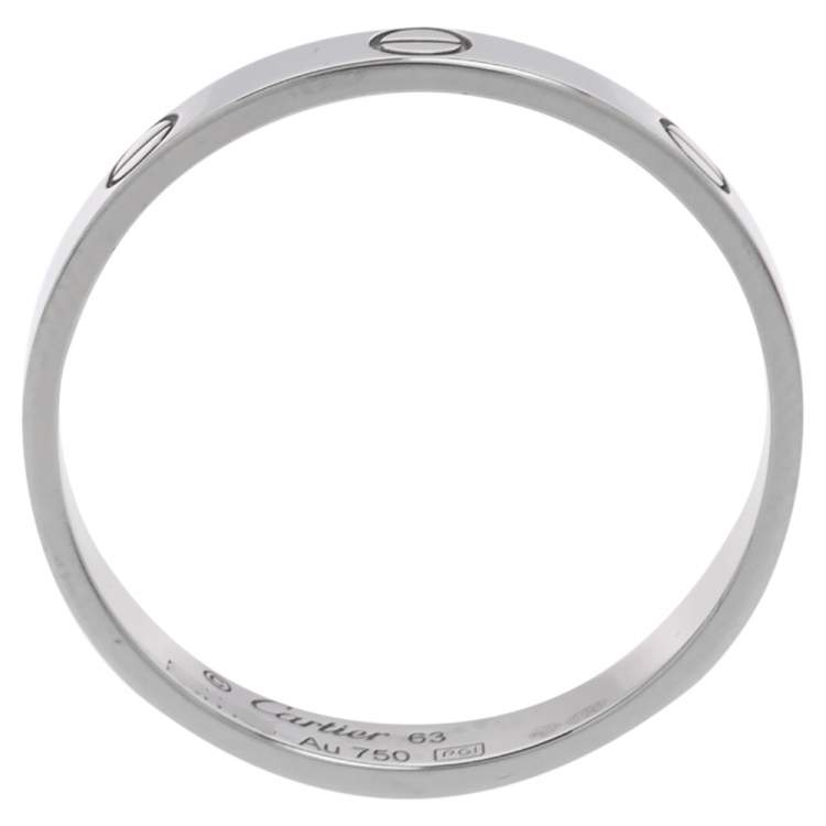 Pre Owned Cartier Love 18K White Gold Wedding Band Ring Size 63