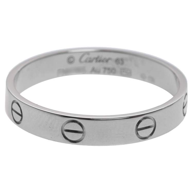 Pre Owned Cartier Love 18K White Gold Wedding Band Ring Size 63