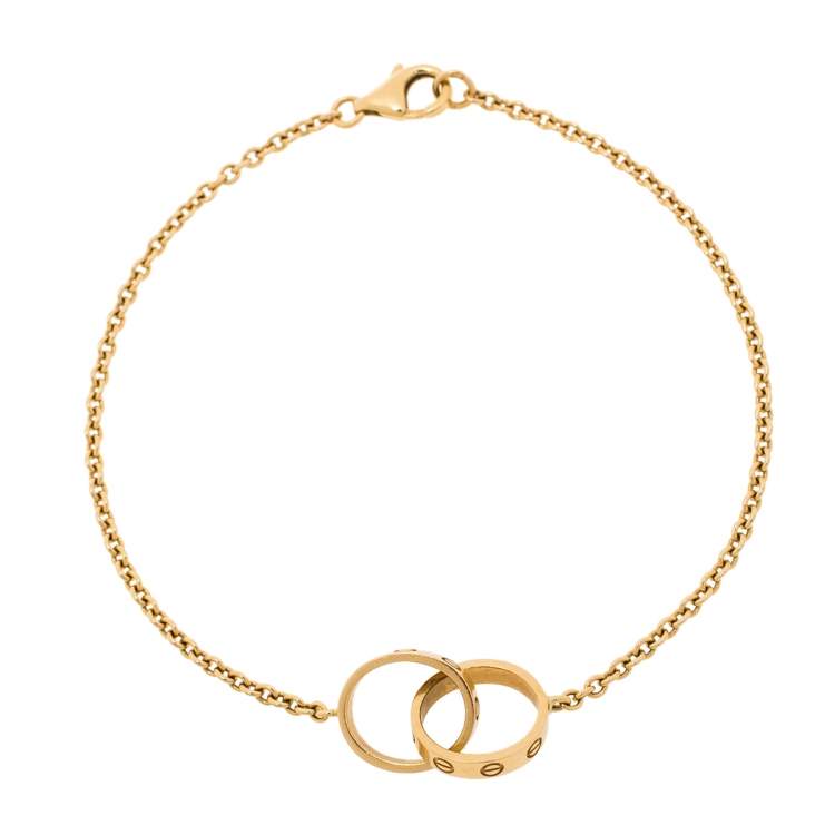 Pre Owned Cartier Love Interlocking 2 Hoops 18K Yellow Gold Bracelet