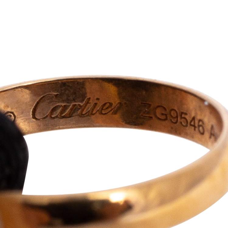 Pre Owned Cartier Trinity 18K Three Tone Gold Adjustable Black Cord Bracelet