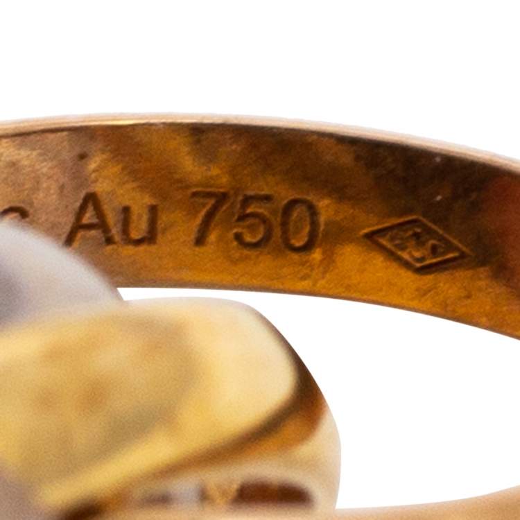 Pre Owned Cartier Trinity 18K Three Tone Gold Adjustable Black Cord Bracelet