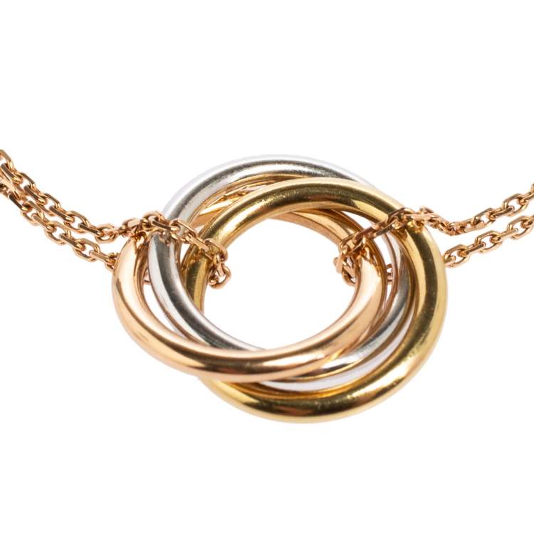 Pre Owned Cartier Trinity Diamonds 18K Three Tone Gold Bracelet