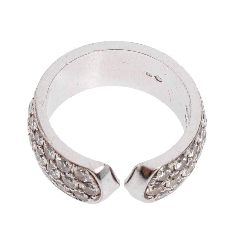 Pre Owned Cartier 18k White Gold Double C Cartier Diamond Ring 51