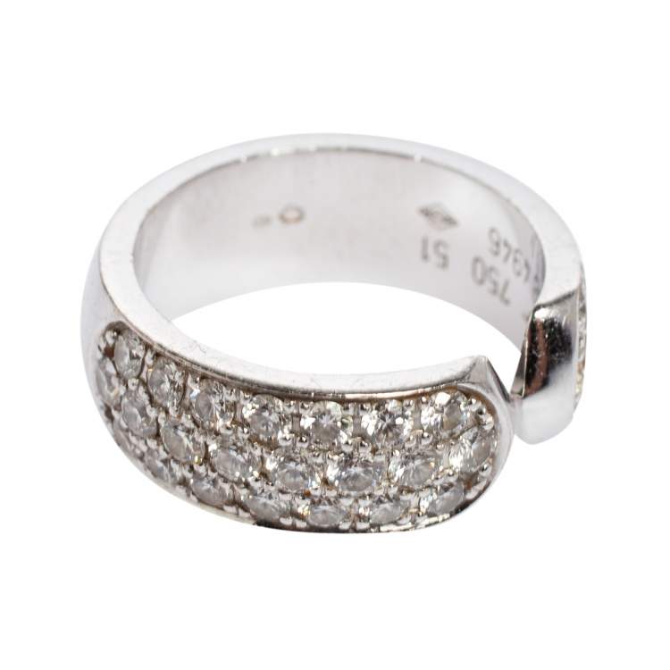 Pre Owned Cartier 18k White Gold Double C Cartier Diamond Ring 51