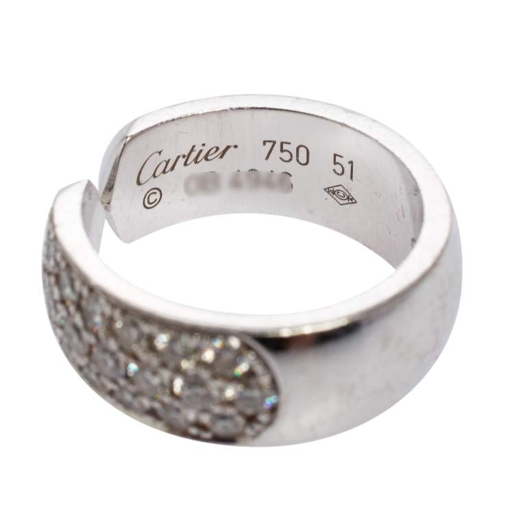 Pre Owned Cartier 18k White Gold Double C Cartier Diamond Ring 51