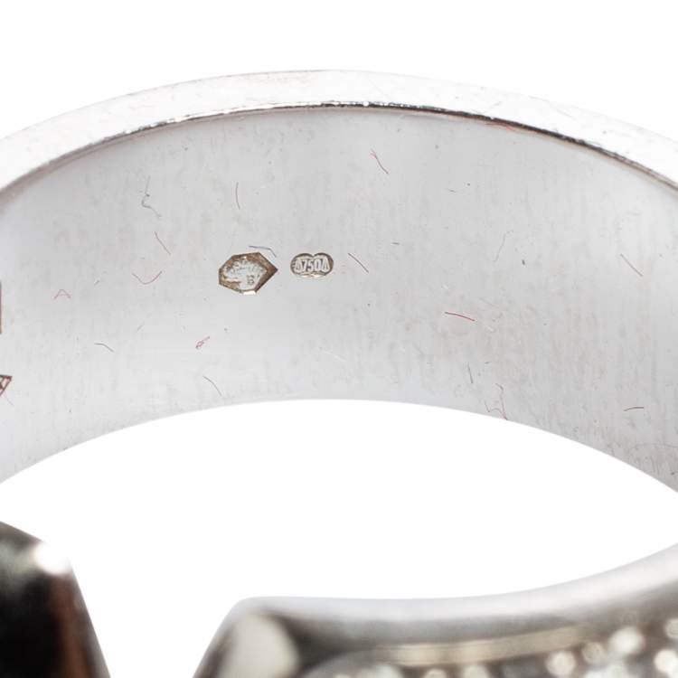 Pre Owned Cartier 18k White Gold Double C Cartier Diamond Ring 51