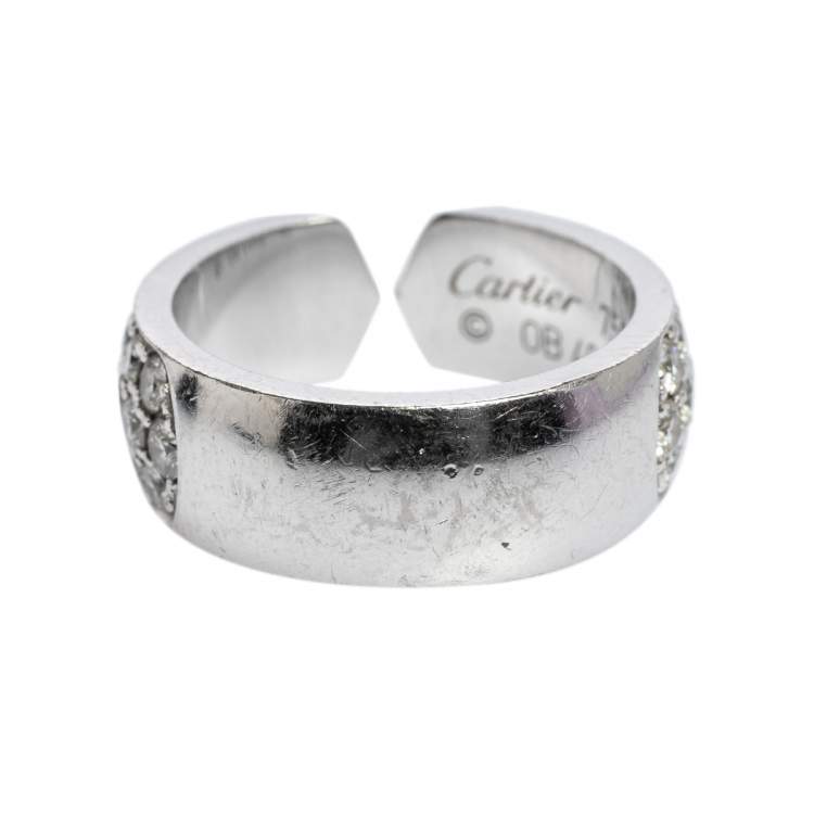 Pre Owned Cartier 18k White Gold Double C Cartier Diamond Ring 51