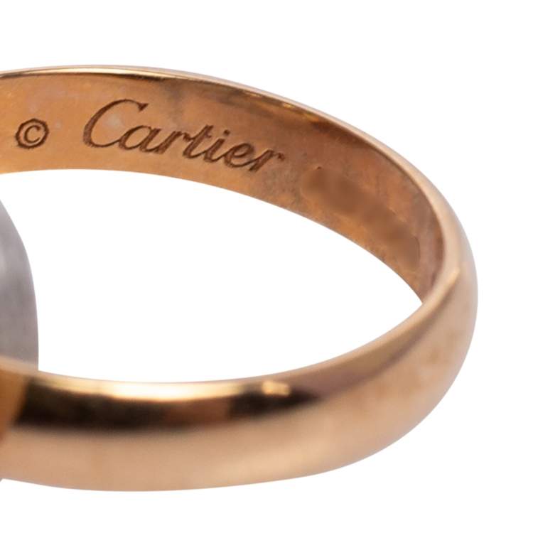 Pre Owned Cartier Trinity de Cartier 18K Three Tone Gold Adjustable White Cord Bracelet