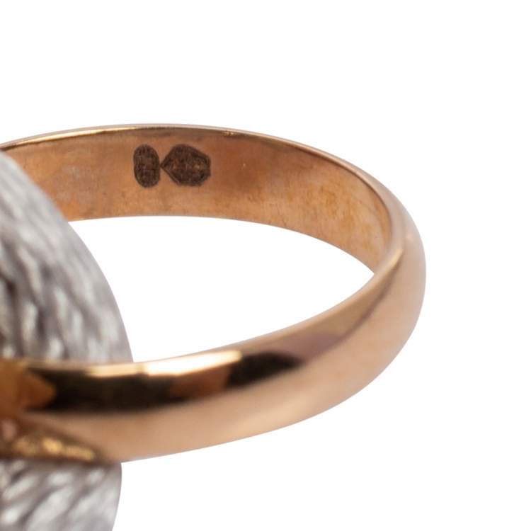 Pre Owned Cartier Trinity de Cartier 18K Three Tone Gold Adjustable White Cord Bracelet