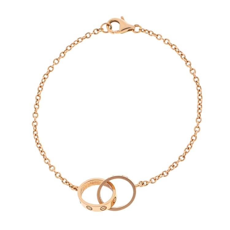 Pre Owned Cartier Love Interlocking 2 Hoops 18K Rose Gold Bracelet