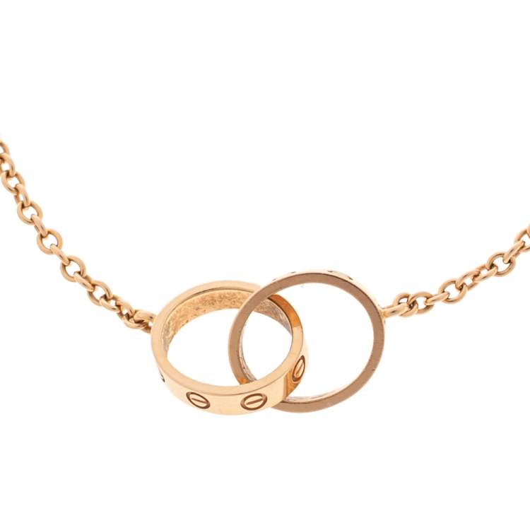 Pre Owned Cartier Love Interlocking 2 Hoops 18K Rose Gold Bracelet