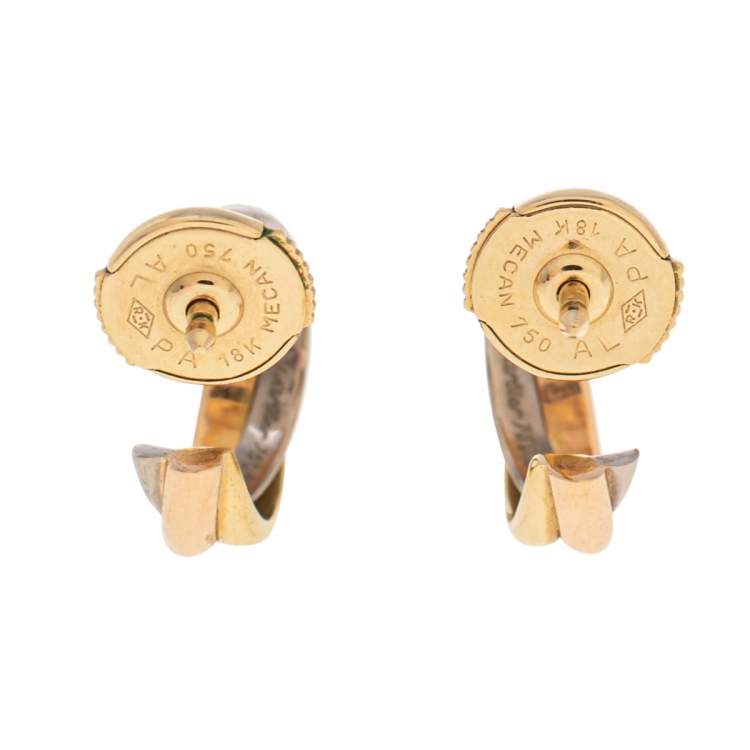Pre Owned Cartier Trinity de Cartier 18K Three Tone Gold Stud Earrings 
