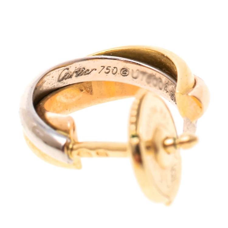 Pre Owned Cartier Trinity de Cartier 18K Three Tone Gold Stud Earrings 