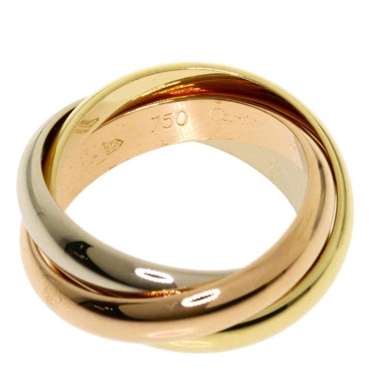 Pre Owned Cartier Trinity 18K Yellow, Rose, White Gold Ring Size EU 52