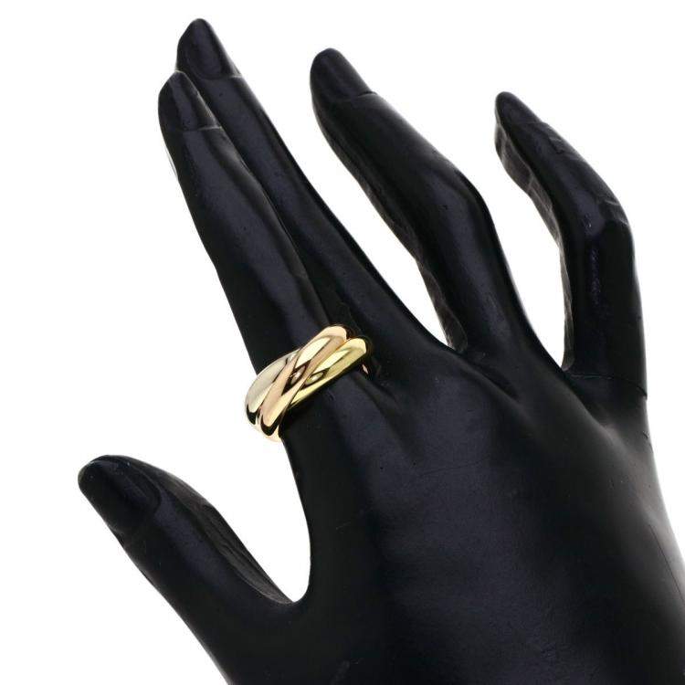 Pre Owned Cartier Trinity 18K Yellow, Rose, White Gold Ring Size EU 52