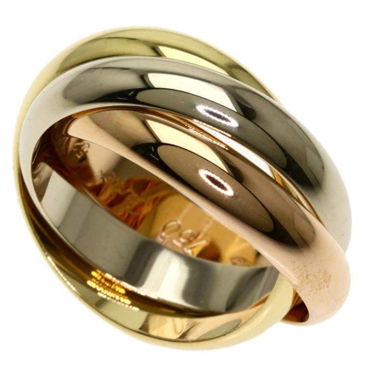 Pre Owned Cartier Trinity 18K Yellow, Rose, White Gold Ring Size EU 52