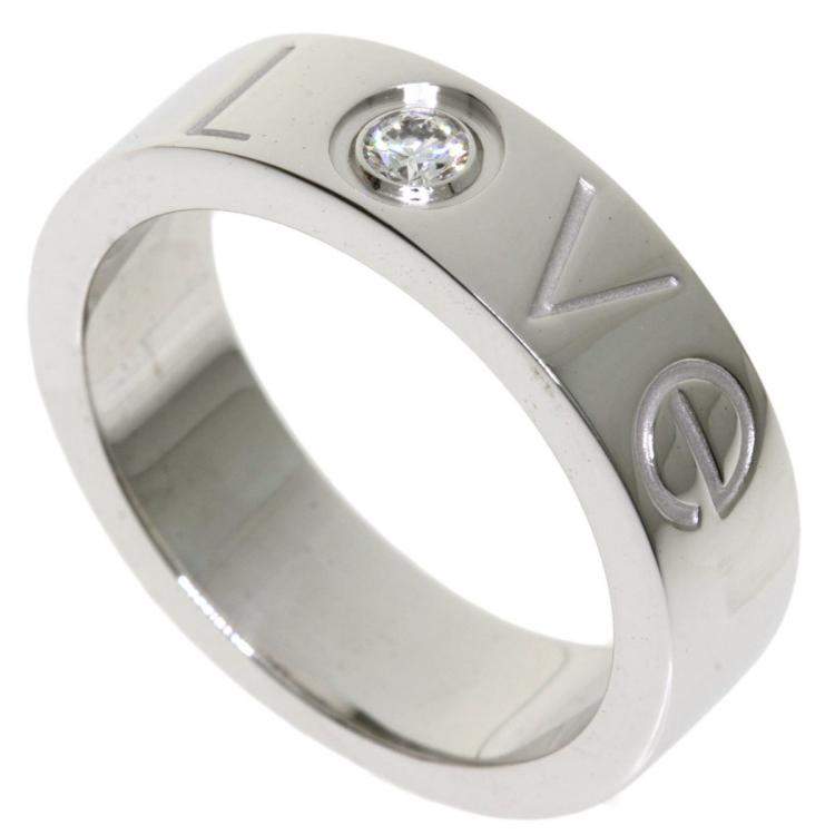 Pre Owned Cartier Love 18K White Gold, Diamond Ring Size EU 48