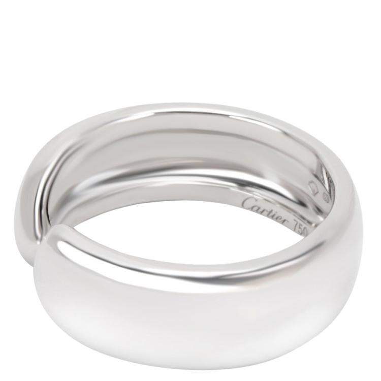 Pre Owned Cartier C 18K White Gold Ring Size EU 53