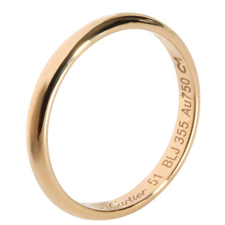 Pre Owned Cartier 1895 18K Yellow Gold Wedding Band Ring Size EU 51