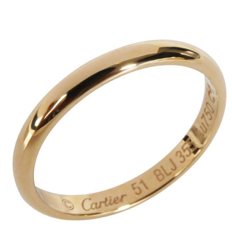 Pre Owned Cartier 1895 18K Yellow Gold Wedding Band Ring Size EU 51
