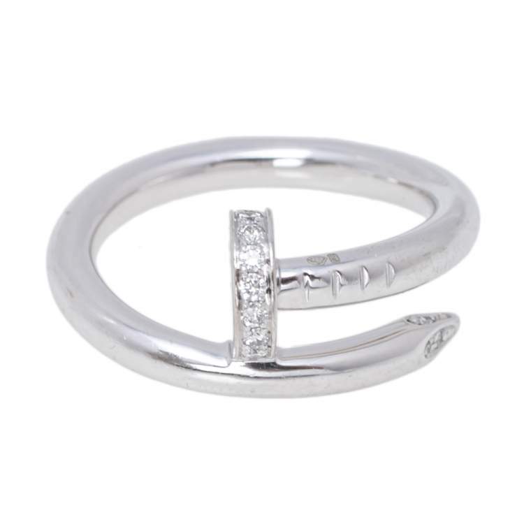 Pre Owned Cartier Juste un Clou 18K White Gold Diamond Ring 52 