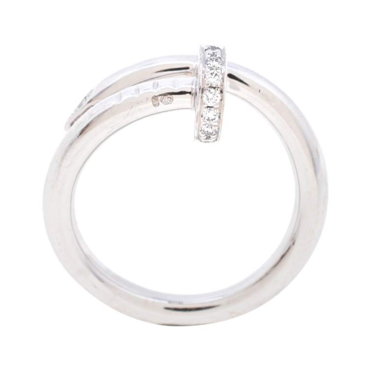 Pre Owned Cartier Juste un Clou 18K White Gold Diamond Ring 52 
