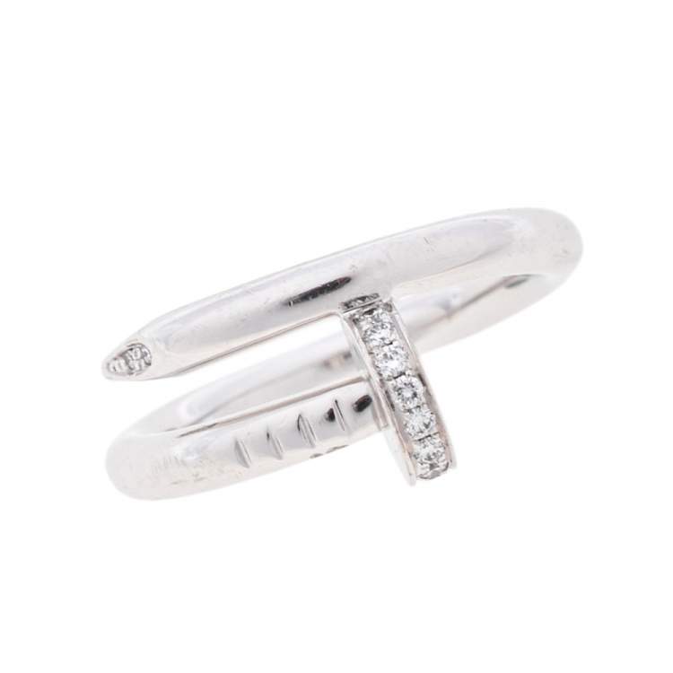 Pre Owned Cartier Juste un Clou 18K White Gold Diamond Ring 52 