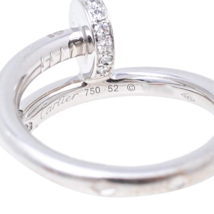 Pre Owned Cartier Juste un Clou 18K White Gold Diamond Ring 52 