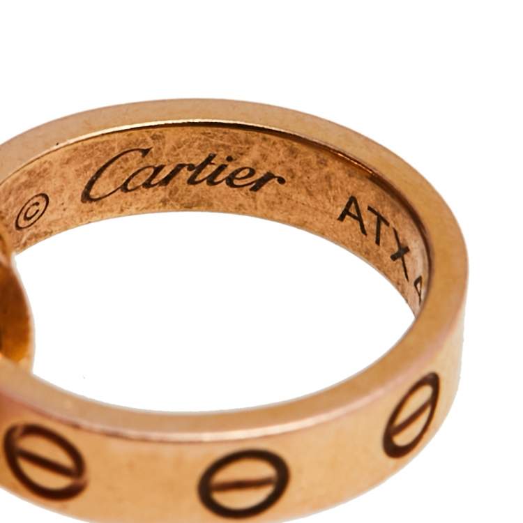 Pre Owned Cartier Love Interlocking 2 Hoops 18K Rose Gold Necklace 