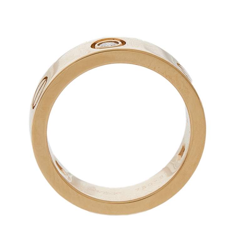 Pre Owned Cartier Love 3 Diamond 18K Rose Gold Band Ring 51