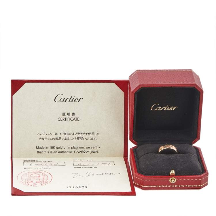 Pre Owned Cartier Love 3 Diamond 18K Rose Gold Band Ring 51
