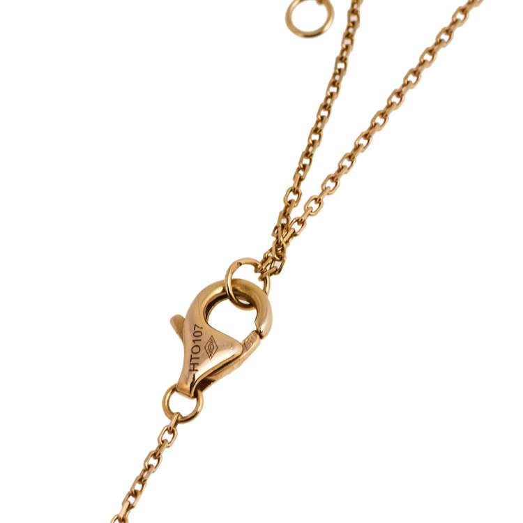 Pre Owned Cartier Amulette De Cartier Malachite Diamond 18K Rose Gold Pendant Necklace XS