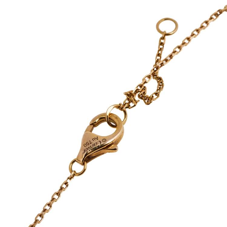 Pre Owned Cartier Amulette De Cartier Malachite Diamond 18K Rose Gold Pendant Necklace XS