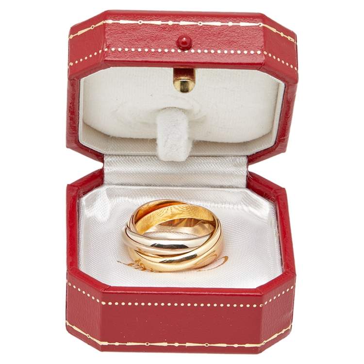 Pre Owned Cartier Trinity 18K Three Tone Gold Rolling Band Ring - 56
