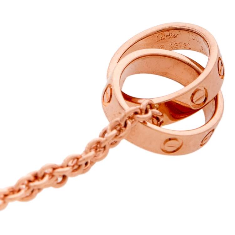 Pre Owned Cartier Love Interlocking 2 Hoops 18K Rose Gold Bracelet